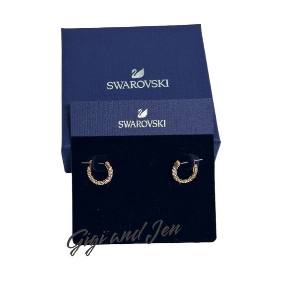 Swarovski Stone hoop earrings Rose gold - Picture 1 of 6